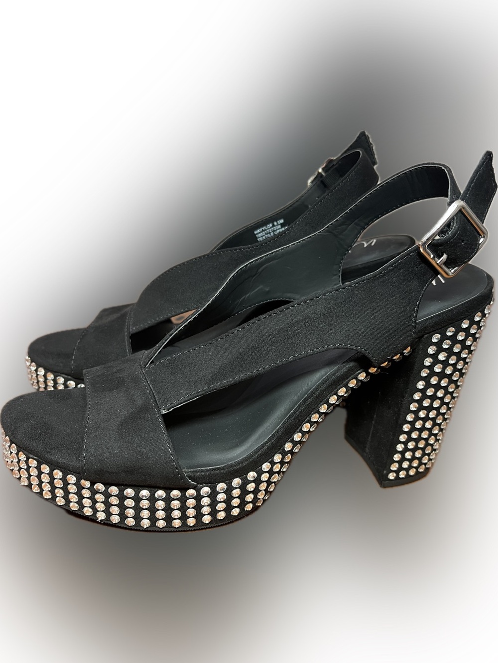 Wild Pair Rhinestone Platform Block Heels NWOT | Glam Party Statement Shoes 9.5